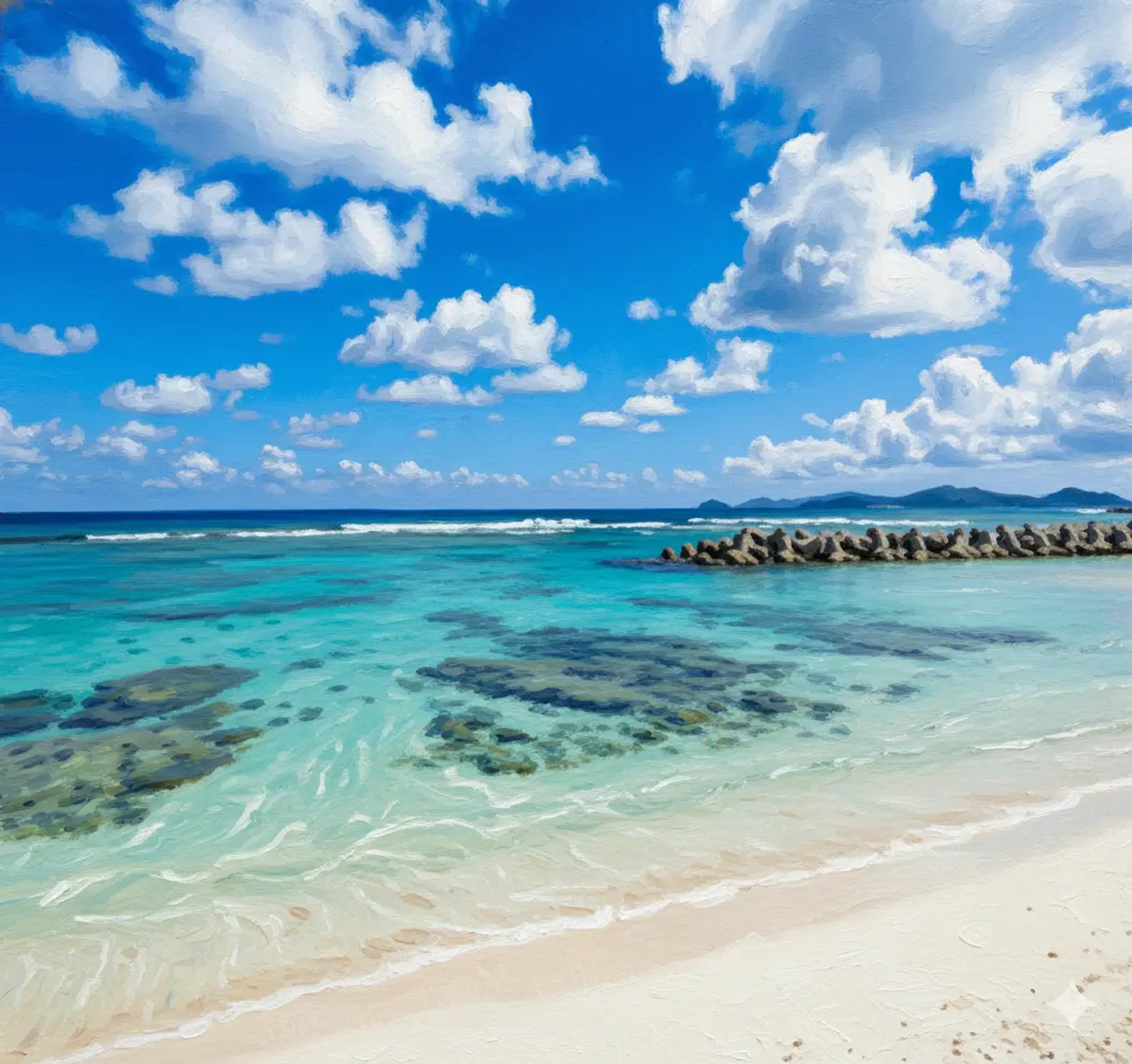 集落の目の前に広がる前浜ビーチ