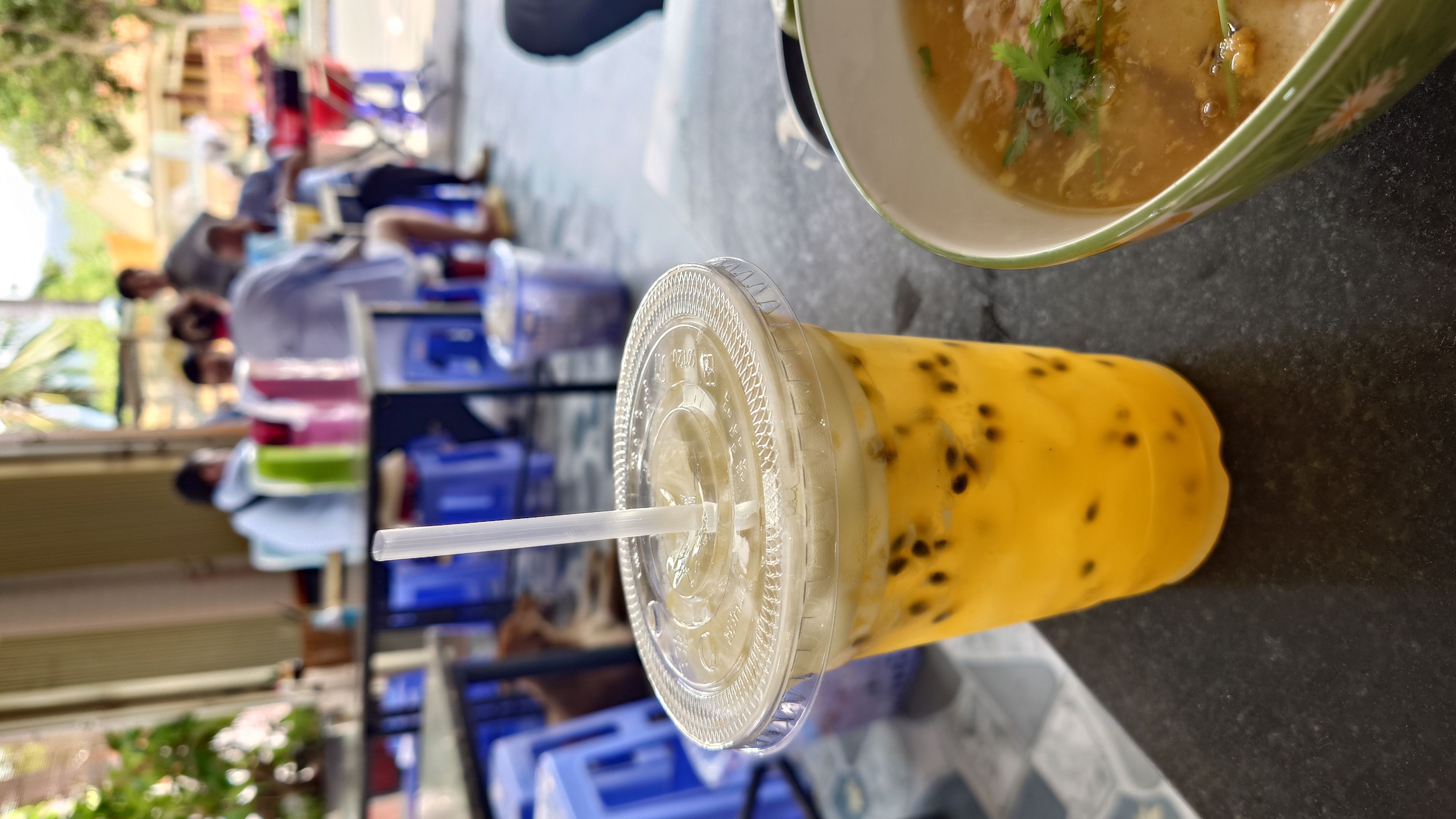 Fresh tropical passion fruit juice