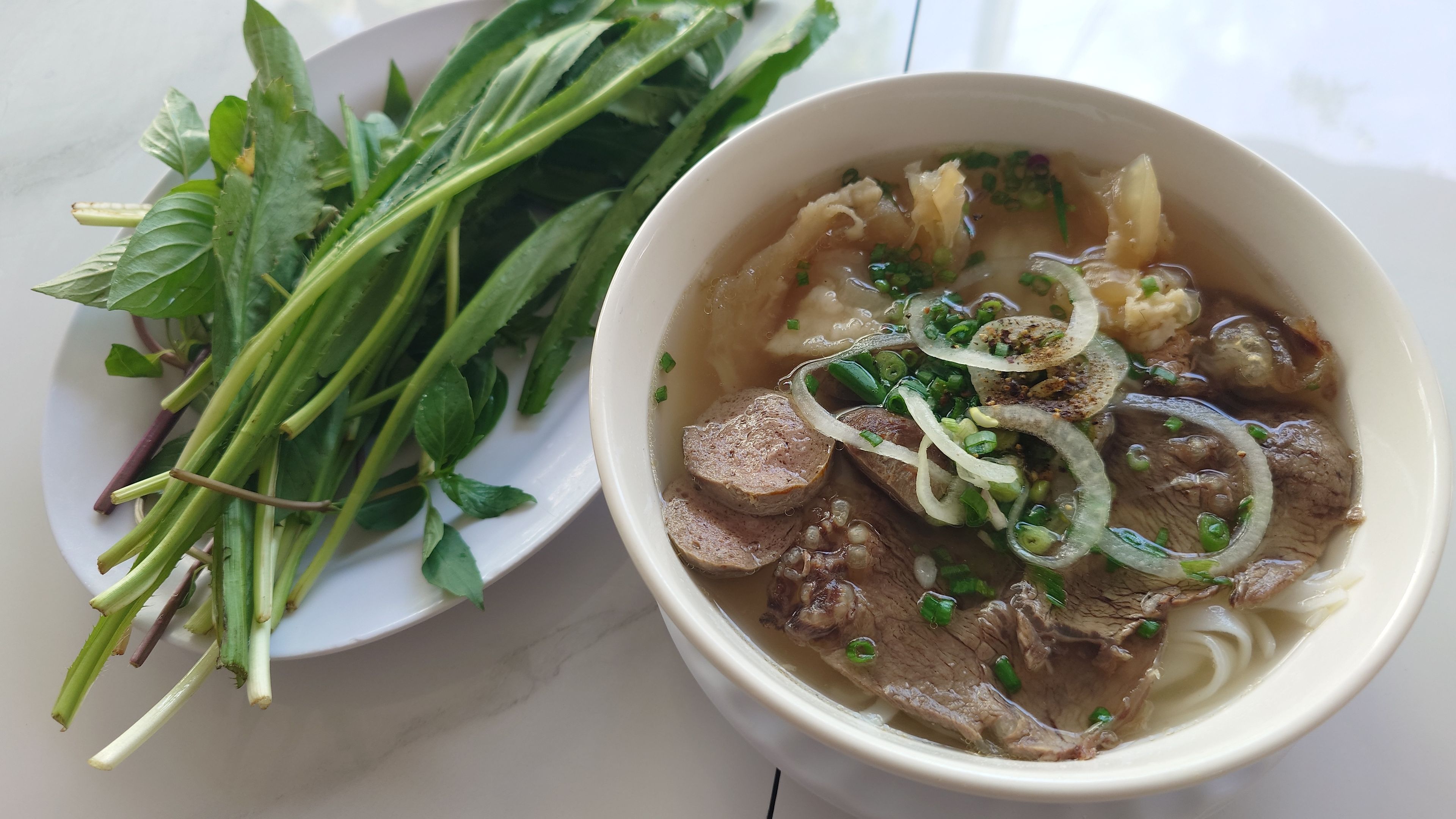 Mixed Pho with various ingredients