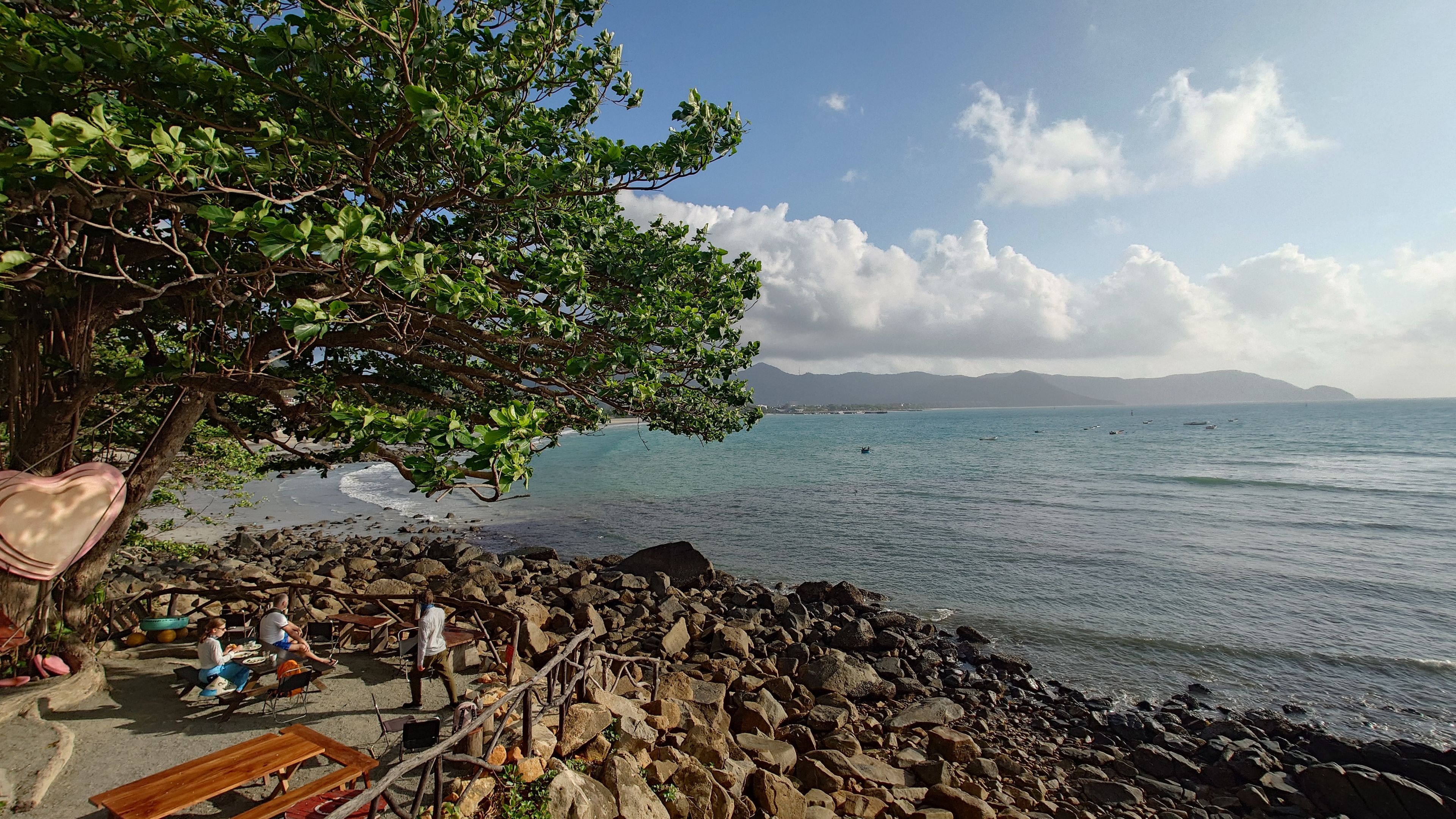Eco-friendly warm interior using driftwood and stones