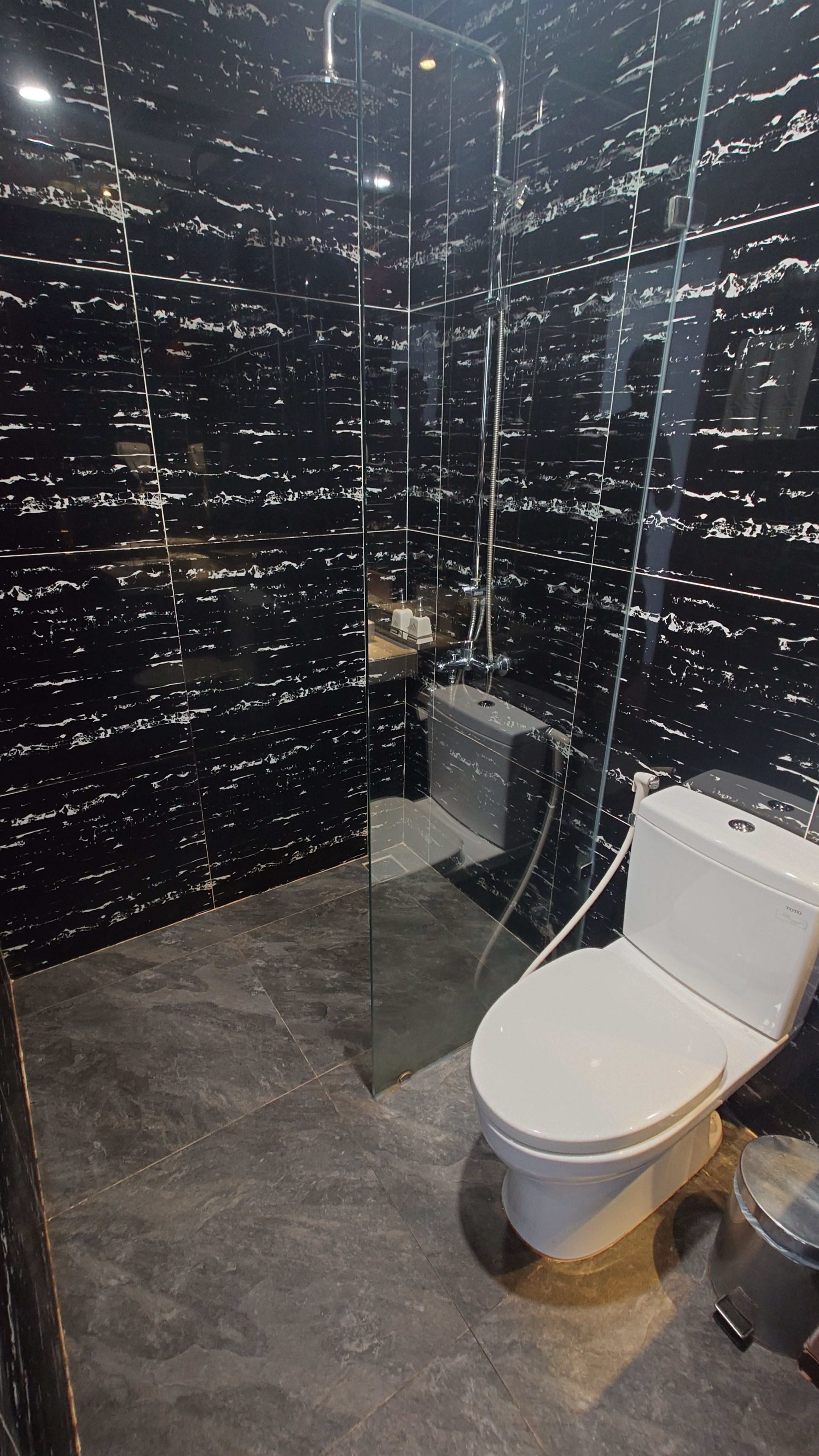 Functional and clean bathroom and shower booth