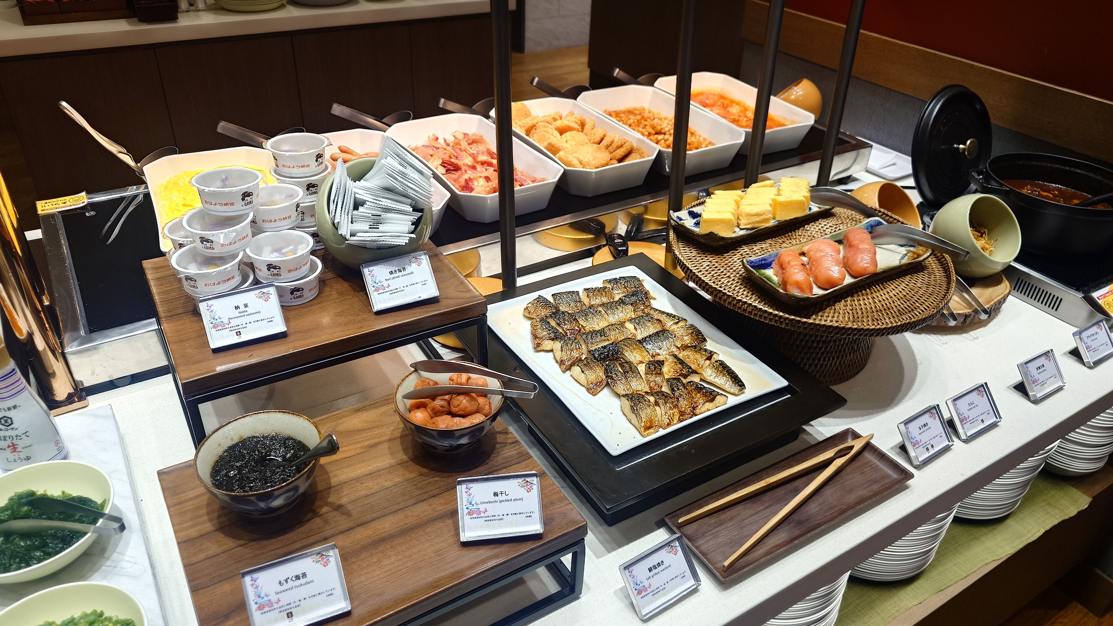 Japanese dishes at Hotel Monterey La Soeur Naha breakfast buffet